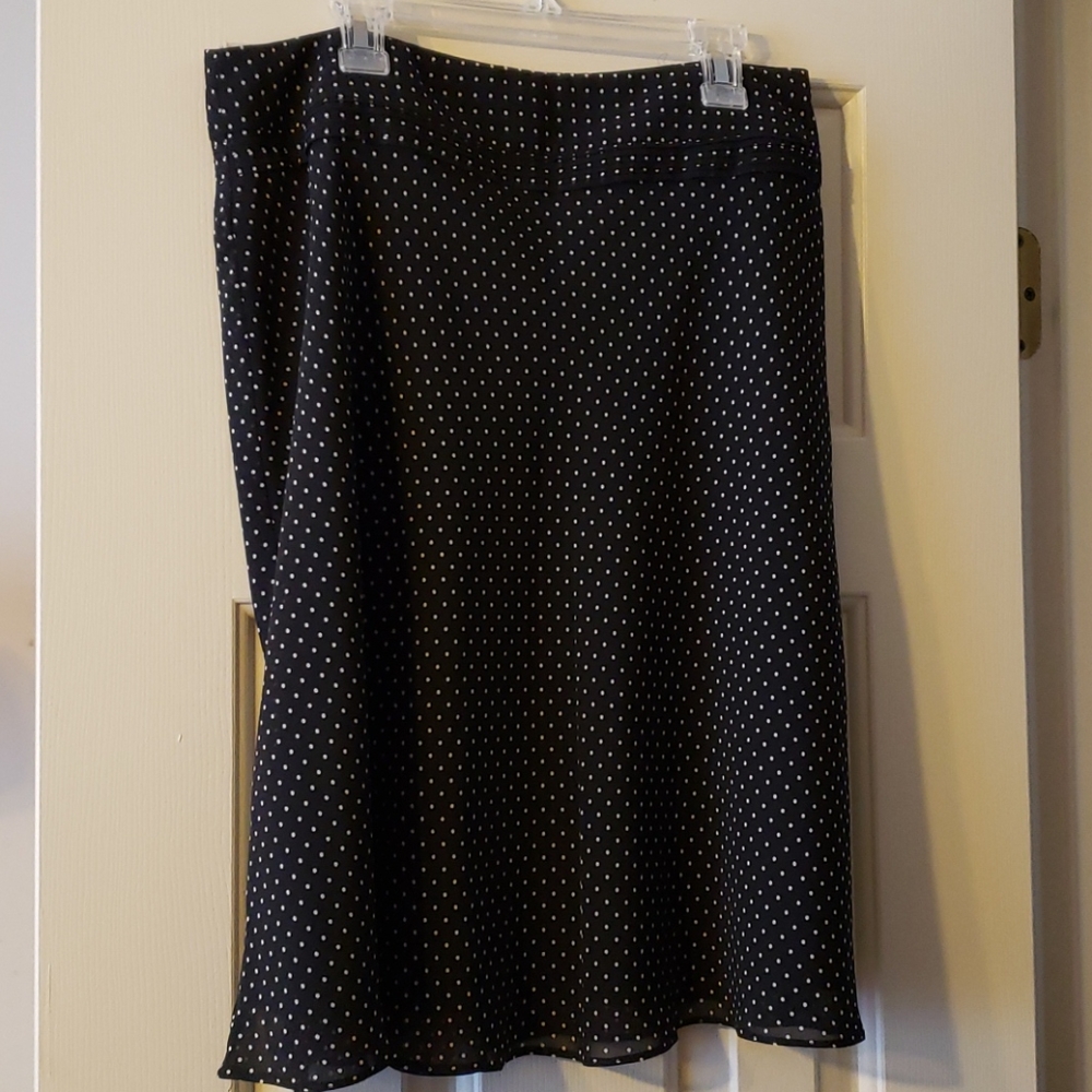 Ann Taylor Petite Black with White Polka Dots Skir